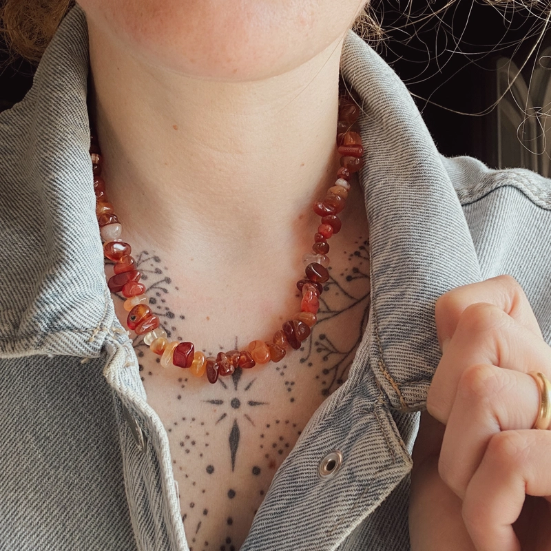 collana Chips Nic - Agata Corniola